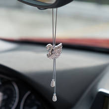 Pingente de carro de cisne para decoração, decoração automotiva, strass, dupla face, espelho retrovisor, sem perfume 2024 - compre barato