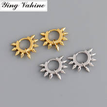 ying Vahine 100% 925 Sterling Silver Punk Style Small Rivet Circle Hoop Earrings for Women 2024 - buy cheap