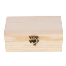 Caixa de peito de madeira inacabada, caixa de tesouro de madeira com fecho para projetos diy, decoração de casa, adereços 2024 - compre barato