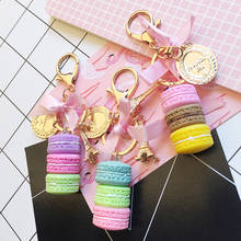 Fashion Women Macaron Cake Keychain PU Love Alloy Leaf Key Ring Charm Bag Pendant Car Accessories Party Gift Jewelry Hot Sale 2024 - buy cheap