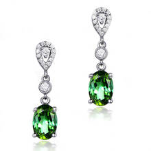 Luxury Female Green Crystal Drop Earrings Silver Color Wedding Earrings Charm Crystal Geometric Dangle Earrings For Women 2024 - buy cheap