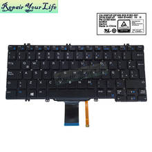 Teclado iluminado latino para teclado dell latitude 5280, 5290, 5289, 7280, 7380, 7290, compatível com sp, es e la, w6t39, 0w6t39 2024 - compre barato