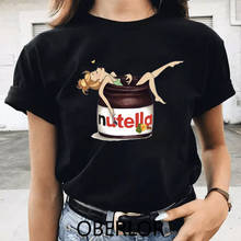 Camiseta gráfica fofa de desenhos animados, camiseta com estampa de manteiga de amendoim kawaii 90s harajuku ullzang, camiseta estilo coreano, top feminino 2024 - compre barato