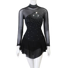 Vestido de patinaje sobre hielo para mujer y niña, traje de gimnasia personalizado con diamantes de imitación, color negro, B048 2024 - compra barato