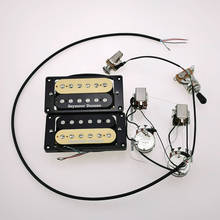 Звукосниматели для гитары, хамбакер, пикапы для электрогитары Zebra 4C с жгутом проводов, нажимным и натяжным переключателем 2023 - купить недорого