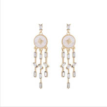 Pendientes largos de aguja con borlas para mujer, aretes de cristal Natural encantador, joyería de estilo bohemio 2024 - compra barato