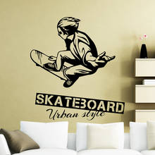 Adesivo de parede para skateboarding, skateboard, estilo urbano, decalques de parede, esportes radicais, arte de vinil, decoração de casa, papel de parede x647 2024 - compre barato