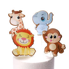 Animales de dibujos animados de Cupcake Topper jirafa cocodrilo Topper para tarta de feliz cumpleaños para niños cumpleaños adornos de pastel de fiesta bebé ducha 2024 - compra barato