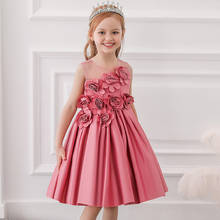 Vestido infantil de princesa, vestidos para meninas com pétalas de rosa, roupas de festa para crianças l5068 2024 - compre barato
