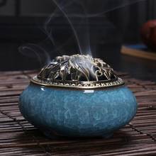 Cone Incense Burner with Alloy Cover Chinese Traditional Porcelain Sandalwood Censer Ceramic Incense Ash Catcher Tray Bowl 2024 - buy cheap