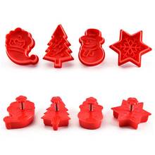 New 4pcs Cookie Stamp Biscuit Mold 3D Snowman Cookie Plunger Cutter DIY Baking Mold Gingerbread House Christmas Cookie Dropship 2024 - buy cheap