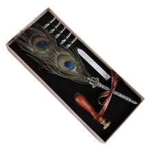 2021 Hot Luxury Vintage Feather Quill Dip Calligraphy Fountain Pen Writing Ink 5 Nibs Set D08A 2024 - buy cheap