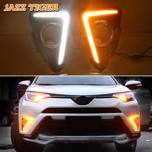 JAZZ TIGER Yellow Turn Signal Function 12V Car DRL Lamp LED Daytime Running Light Daylight For Toyota RAV4 RAV 4 2016 2017 2018 2024 - buy cheap