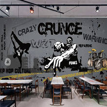 Papel tapiz Mural 3D personalizado de cualquier tamaño, pintado a mano, pared de cemento gris con Graffiti de calle, Fresco, para restaurante, cafetería, Fondo de papel tapiz 2024 - compra barato