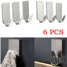 New 6PCS Adhesive Kitchen Wall Door Stainless Steel Stick Holder Hook Hanger Keys Wall Strong Seamless Sticking Hook Home Decor 2024 - buy cheap