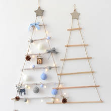 1pcs Kid DIY Christmas Tree Wooden Hanging Ornaments with Star and Rope Xmas Tree Creative Decoration for Wall Christmas Trees 2024 - buy cheap