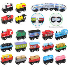 Conjunto de brinquedos com diferentes trilhos de madeira e trenzinho magnético de madeira para caminhões automotivos, presentes para crianças 2024 - compre barato