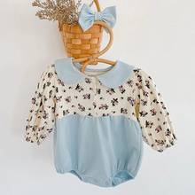 Peleles de manga larga para niños y niñas, ropa con cuello de muñeca para primavera y otoño, peleles estampados 2024 - compra barato