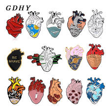 GDHY Heart Organ Series Pins Brooch Medical Anatomical Heart Enamel Pin Starry Heart Brave Cats Blood Hug Brooches Badge Jewelry 2024 - buy cheap