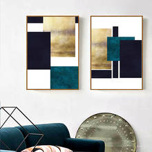Bloco de cor brilhante abstrata, azul, preto, dourado, tela, arte moderna, pintura, impressão de cartaz para decoração de parede de casa, moda 2024 - compre barato