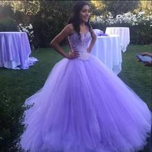 Luxury Tulle Ball Gown Quinceanera Dresses Long Beaded Crystals Sweetheart Lavender 15 Year Vestidos De 15 Anos Sweet 16 Dresses 2024 - buy cheap