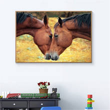 Arte de parede pintura em cavalo, impressão romântica animal moderno nórdico poster de parede imagem para sala de estar fazenda decoração de casa 2024 - compre barato