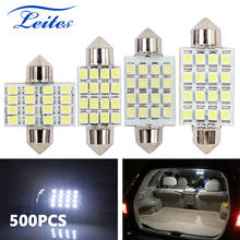 Leites-lâmpadas led para carro, 500 peças, 31mm, 36mm, 39mm, 41mm, 3528, 1210, smd 16, festão automotivo, interior, mapa, iluminação, lâmpada, dc 12v 2024 - compre barato