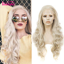 Imstyle Ash Blonde Synthetic Lace Front Wig Long Hair Wavy Wigs For Women Glueless High Temperature Fiber Cosplay Wigs 2024 - buy cheap