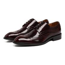 Zapatos de boda de charol para hombre, calzado de vestir con punta puntiaguda, a la moda inglesa, para oficina y trabajo profesional, talla 38-44 2024 - compra barato