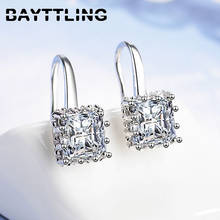 BAYTTLING Silver Color 17MM Fine Square Zircon Drop Earrings For Woman Fashion Glamour Wedding Party Jewelry Gift 2024 - buy cheap
