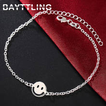 BAYTTLING-pulsera con colgante de cara sonriente para mujer y hombre, de Plata de Ley 925, caja de 8 pulgadas, regalo de boda de moda, joyería 2024 - compra barato