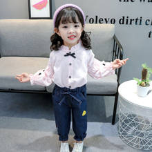 Clothing suit girls spring autumn two-piece doll collar cardigan coat + jeans new Korean fashion quality 1-5 year childr clothes 2024 - buy cheap
