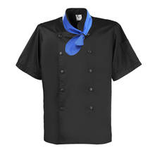 Verão chef traje hotel catering uniforme para homens jaqueta de cozinha vermelho manga curta restaurante uniforme chef camisa feminina 2024 - compre barato