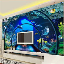 Customize Underwater World Aquarium 3D background wall painting custom large mural wallpaper papel de parede para quarto 2024 - buy cheap