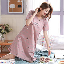5xl Cotton Nightdress Female Short-sleeved Summer Thin Luxury Home Skirt Printing Fat Mm Loose Casual Home Service Nightgown 2024 - buy cheap