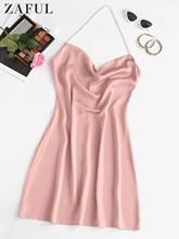 ZAFUL Halter Women Dresses Summer 2021 New Fashion Solid Beach Dress Sexy Sleeveless A Line Mini Dress Party Club Sundress Robe 2024 - buy cheap