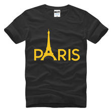 Camiseta con estampado de la Torre Eiffel de París para hombre, camiseta creativa de algodón de manga corta con cuello redondo, a la moda, nueva de verano 2024 - compra barato