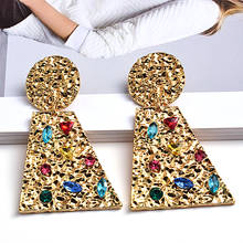 New Gold Color Irregular Metal Colorful Rhinestone Drop Earrings High-Quality Fashion Crystal Jewelry Accessories For Women 2024 - buy cheap
