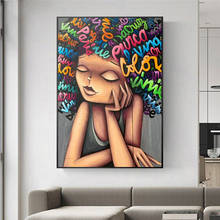 Modern Graffiti Art Canvas Paintings On The Wall African Girl Street Art Prints Pop Art Canvas Pictures For Living Room Cuadros 2024 - buy cheap