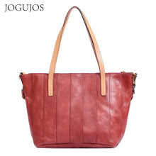 JOGUJOS Fashion Luxury Large Capacity Tote Bag Genuine Leather Women Simple Retro Portable Handbag Ladies Shopper Messenger Bags 2024 - buy cheap