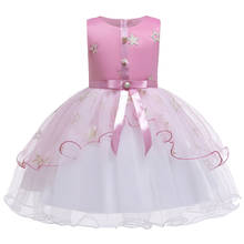 Nuevo vestido de botón para niñas vestidos de flores de noche de boda vestidos niñas princesa fiesta encaje vestido de tul chico chica vestido ropa 2024 - compra barato