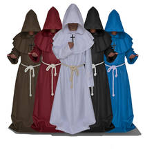 Disfraz de iglesia de monje Medieval para hombres adultos, traje de Pastor de clero, con capucha, Túnica, capa, traje de Halloween, chal 2024 - compra barato