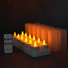 4/6/12pcs Remote Controlled Rechargeable Tea Light LED Candle Flickering Flameless TeaLight Bar Party Wedding table Decor-AMBER 2024 - buy cheap
