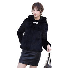 New Ladies Hood Vintage Pure Real Rabbit Fur Coat Natural 100% Rabbit Fur Jacket Shinny Buckle Classical Waistcoat tsr852 2024 - buy cheap