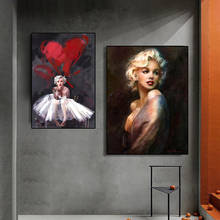 Sexy Marilyn Monroe Portrait Oil Painting Wall Art Canvas Poster and Girl Room Decoration Wall Cuadros No Frame 2024 - buy cheap