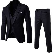 (Блейзер + брюки + жилет) 3 шт./компл., черные костюмы, тонкий Свадебный комплект, классические пиджаки, мужской деловой костюм, мужской костюм Terno Masculino 2024 - купить недорого