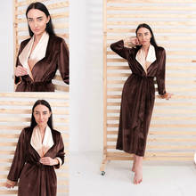 Uma peça roupão de banho feito sob encomenda pijamas sleepwear veludo feminino housecoat mangas compridas nightwear 2024 - compre barato