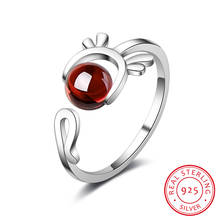 Anillos de plata de ley 925 con cuentas de cristal para mujer, joyería fina con diseño de ciervo, tamaño ajustable, 925 2024 - compra barato