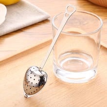 Newest Kitchen Drinkware Heart Shaped Stainless Steel Tea Infuser Spoon Strainer Steeper Handle Tea Filter 2024 - buy cheap