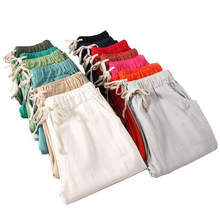 Lace Up Summer Pants Women Sweatpants Pantalon Femme Candy Colors Cotton Linen Harem Pants Casual Plus Size Trousers Women C5212 2024 - buy cheap